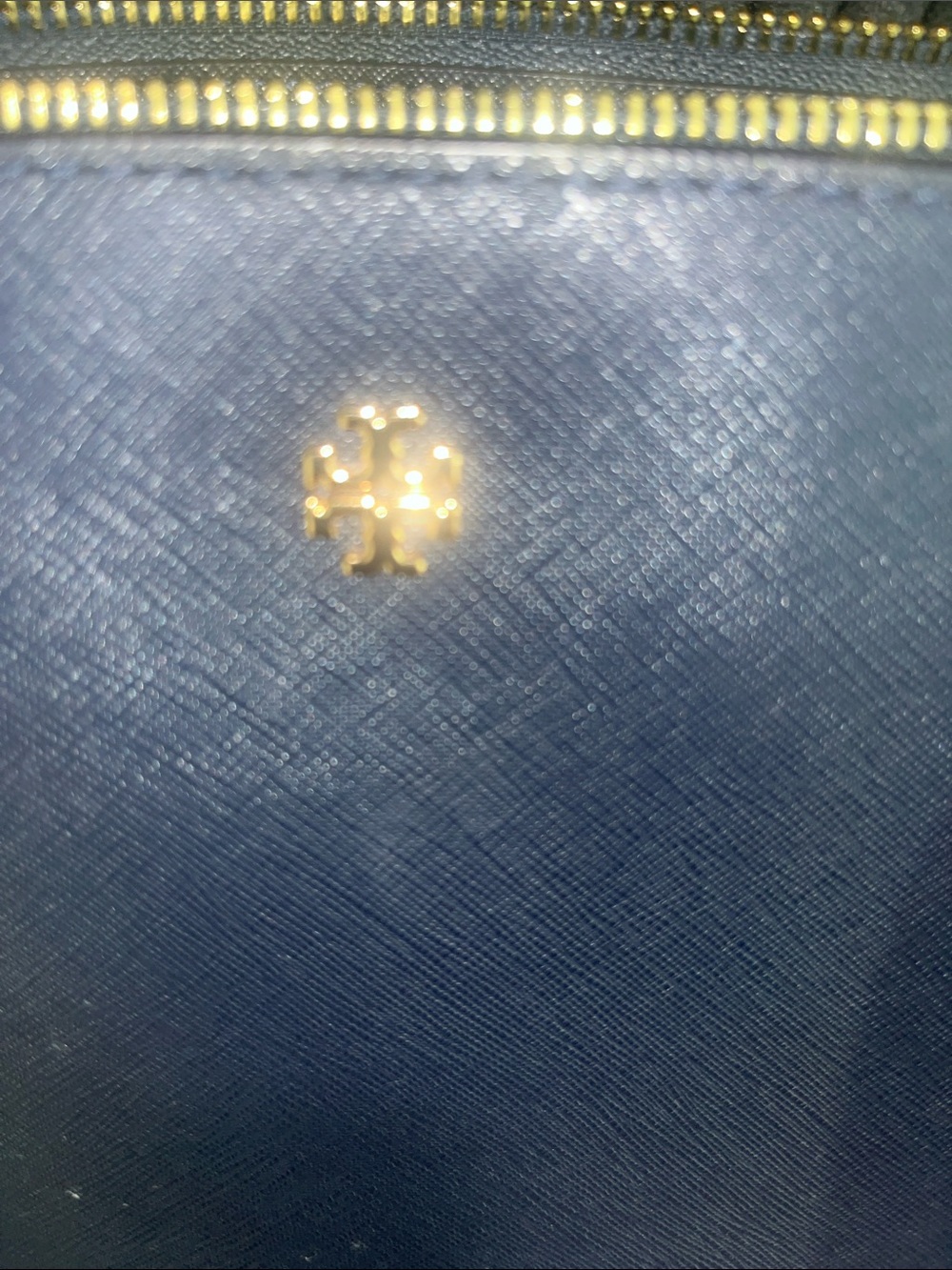 Tory Burch Navy Saffiano Tote with Gold Hardware - Picture 11 of 16